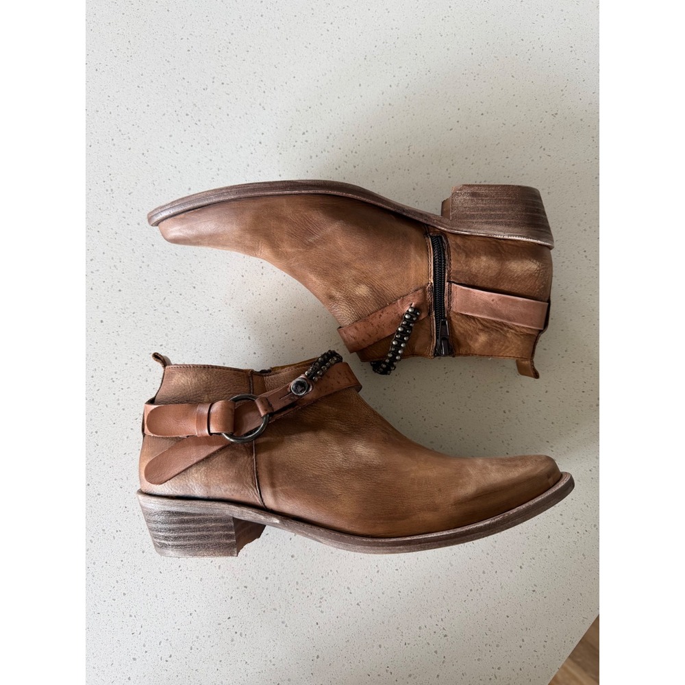 Matisse Prescott Ankle Boots 10 Brown Leather Studded Western Made in Spain